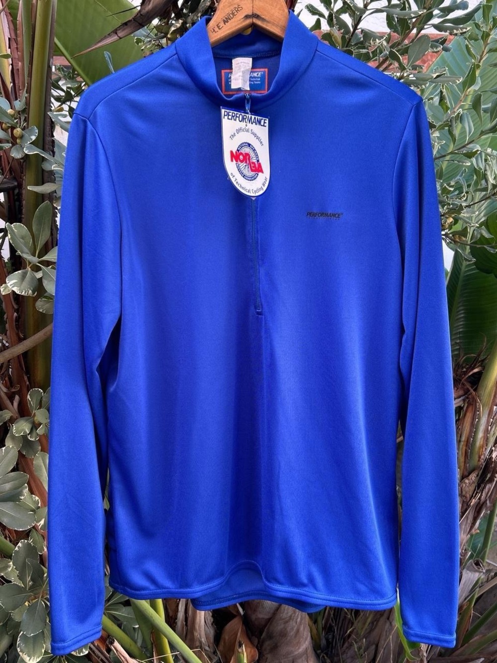 Vintage 2000s Performance Cycling Jersey XL Blue Long Sleeve 1/2 Zip